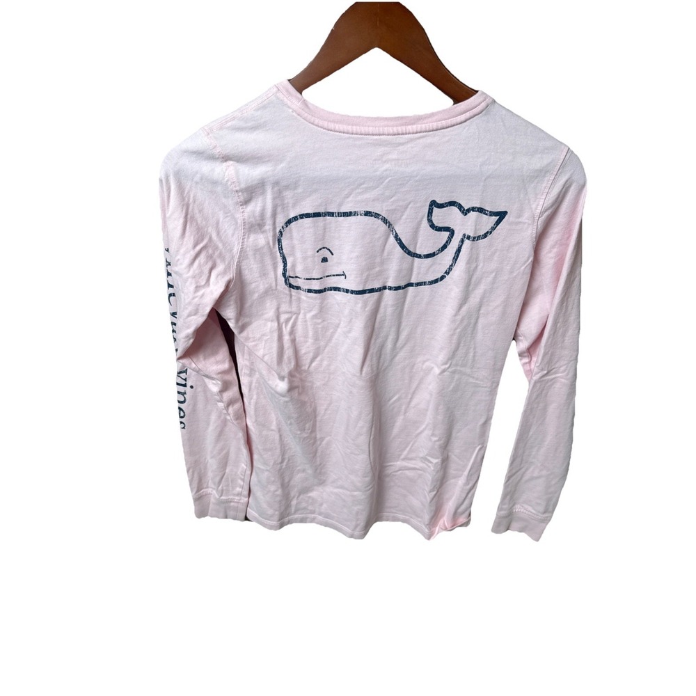 Vineyard Vines Long Sleeve Vintage Whale Print Top XXS Flamingo Pink Distressed - Picture 6 of 7